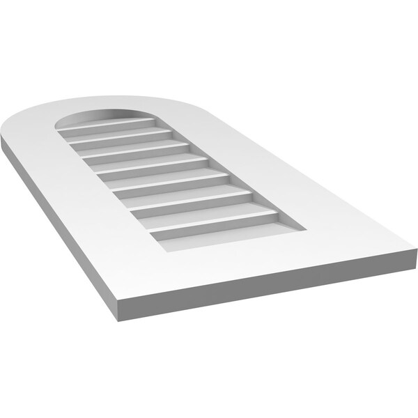 Ekena Millwork Round Top Surface Mount PVC Gable Vent: Non-Functional, w/ 3-1/2"W x 1"P Standard Frame, 14"W x 30"H - GVPRT14X3001SN