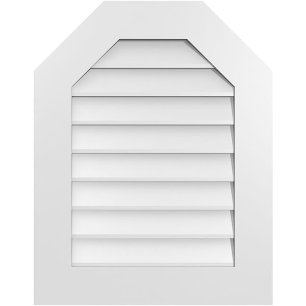Ekena Millwork Octagonal Top Surface Mount PVC Gable Vent w/ 3-1/2"W x 1"P Standard Frame, 22"W x 28"H - GVPOT22X2801SN