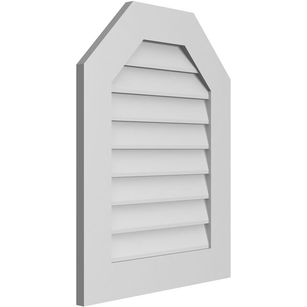 Ekena Millwork Octagonal Top Surface Mount PVC Gable Vent w/ 3-1/2"W x 1"P Standard Frame, 22"W x 28"H - GVPOT22X2801SN