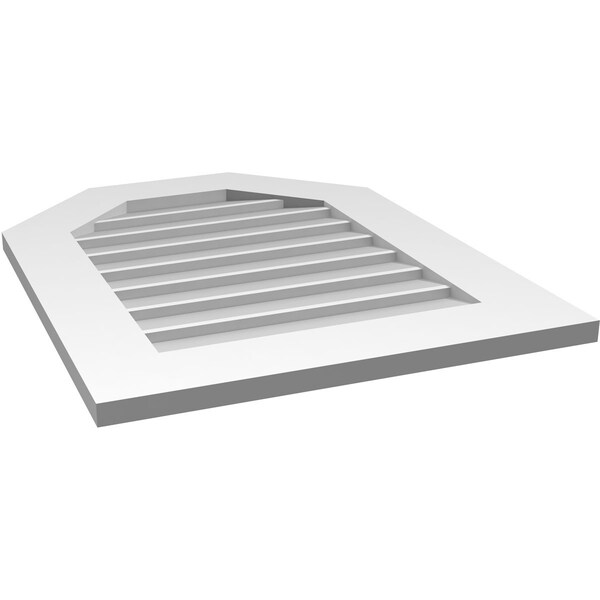 Ekena Millwork Octagonal Top Surface Mount PVC Gable Vent w/ 3-1/2"W x 1"P Standard Frame, 22"W x 28"H - GVPOT22X2801SN