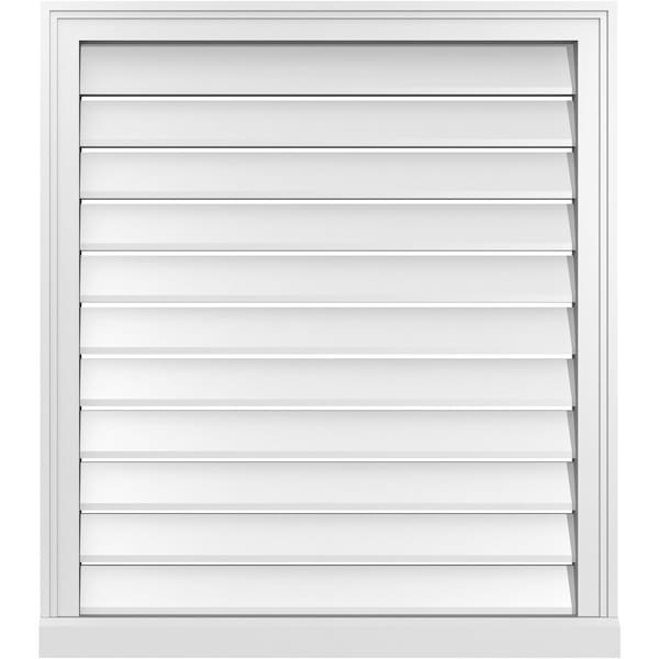 Ekena Millwork Vertical Surface Mount PVC Gable Vent: Functional, w/ 2"W x 2"P Brickmould Sill Frame, 30"W x 34"H - GVPVE30X3403SF