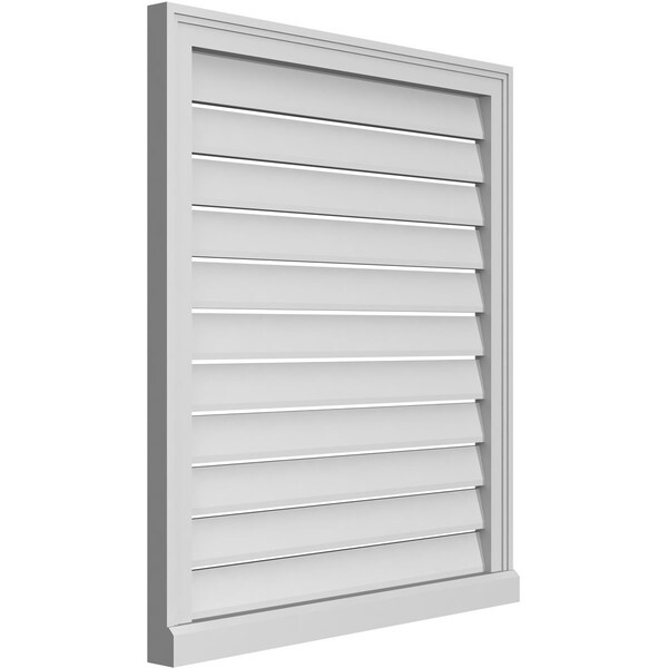 Ekena Millwork Vertical Surface Mount PVC Gable Vent: Functional, w/ 2"W x 2"P Brickmould Sill Frame, 30"W x 34"H - GVPVE30X3403SF