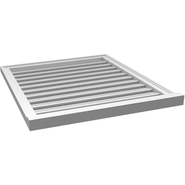 Ekena Millwork Vertical Surface Mount PVC Gable Vent: Functional, w/ 2"W x 2"P Brickmould Sill Frame, 30"W x 34"H - GVPVE30X3403SF