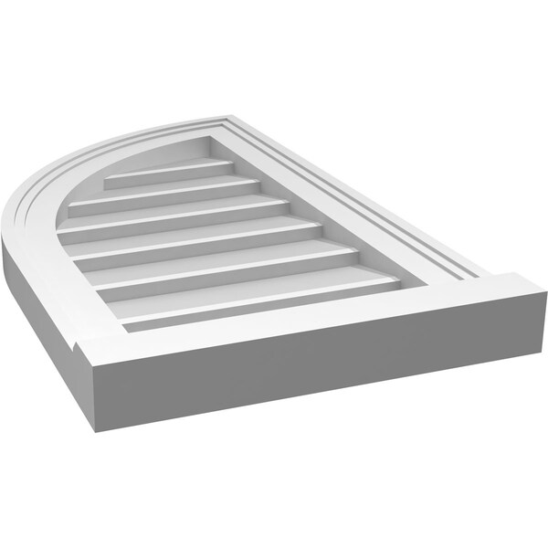 Ekena Millwork Quarter Round Top Left Surface Mount PVC Gable Vent w/ 2"W x 2"P Brickmould Sill Frame, 14"W x 24"H - GVPQL14X2403SN