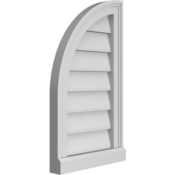 Ekena Millwork Quarter Round Top Left Surface Mount PVC Gable Vent w/ 2"W x 2"P Brickmould Sill Frame, 14"W x 24"H - GVPQL14X2403SN
