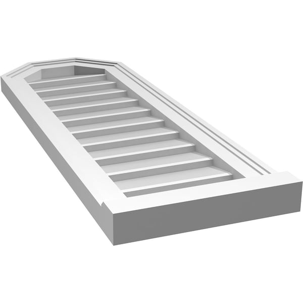 Ekena Millwork Octagonal Top Surface Mount PVC Gable Vent w/ 2"W x 2"P Brickmould Sill Frame, 12"W x 34"H - GVPOT12X3403SN