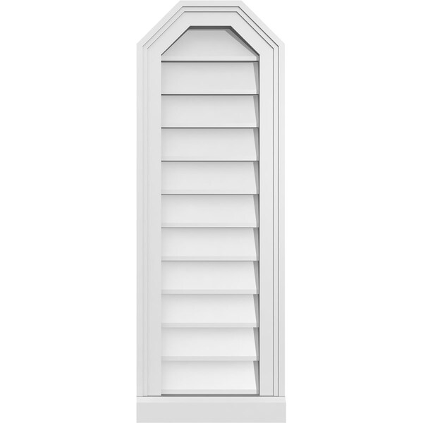 Ekena Millwork Octagonal Top Surface Mount PVC Gable Vent w/ 2"W x 2"P Brickmould Sill Frame, 12"W x 34"H - GVPOT12X3403SN
