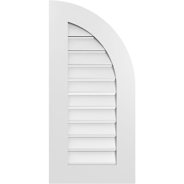 Ekena Millwork Quarter Round Top Right Surface Mount PVC Gable Vent w/ 3-1/2"W x 1"P Standard Frame, 16"W x 34"H - GVPQR16X3401SF