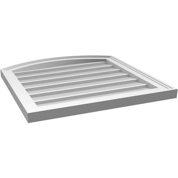 Ekena Millwork Arch Top Surface Mount PVC Gable Vent: Functional, w/ 2"W x 1-1/2"P Brickmould Frame, 24"W x 24"H - GVPAR24X2402SF