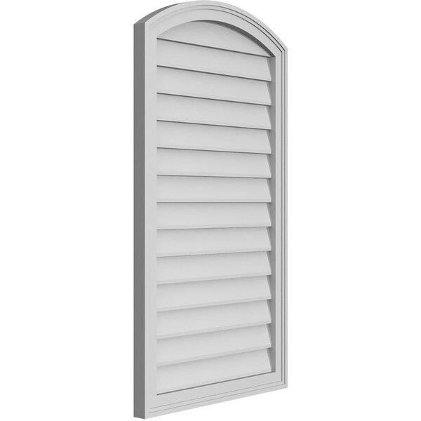 Ekena Millwork Arch Top Surface Mount PVC Gable Vent: Functional, w/ 2"W x 1-1/2"P Brickmould Frame, 24"W x 42"H - GVPAR24X4202SF