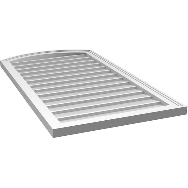 Ekena Millwork Arch Top Surface Mount PVC Gable Vent: Functional, w/ 2"W x 1-1/2"P Brickmould Frame, 24"W x 42"H - GVPAR24X4202SF
