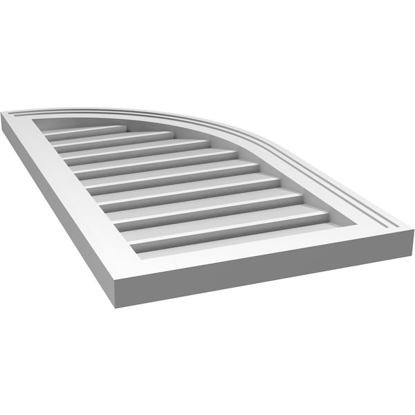 Ekena Millwork Quarter Round Top Right Surface Mount PVC Gable Vent w/ 2"W x 2"P Brickmould Sill Frame, 16"W x 30"H - GVPQR16X3003SF
