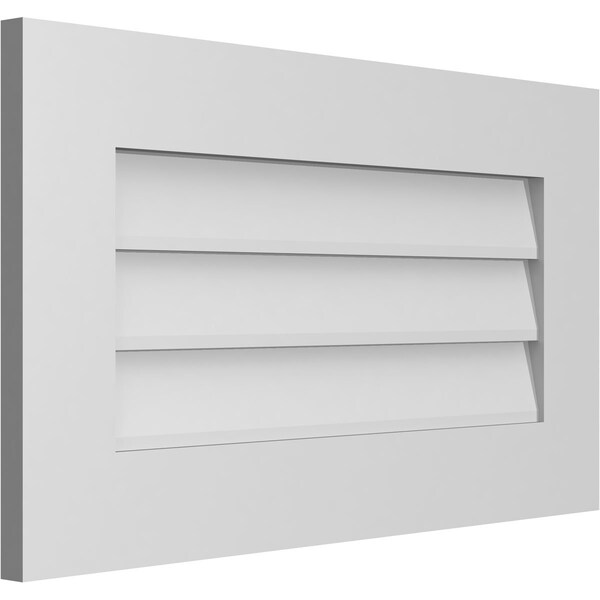 Ekena Millwork Vertical Surface Mount PVC Gable Vent: Non-Functional, w/ 3-1/2"W x 1"P Standard Frame, 28"W x 16"H - GVPVE28X1601SN
