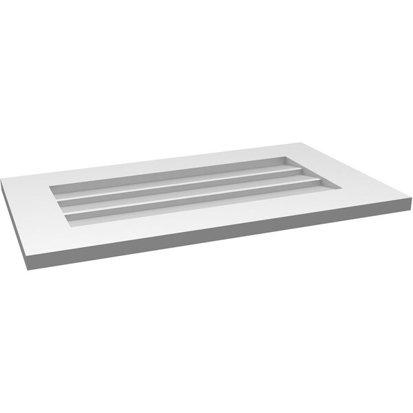 Ekena Millwork Vertical Surface Mount PVC Gable Vent: Non-Functional, w/ 3-1/2"W x 1"P Standard Frame, 28"W x 16"H - GVPVE28X1601SN