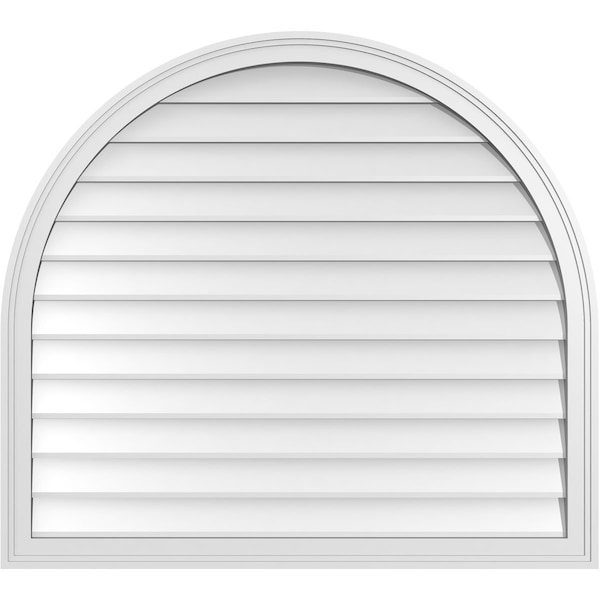 Ekena Millwork Round Top Surface Mount PVC Gable Vent w/ 2"W x 1-1/2"P Brickmould Frame, 40"W x 36"H - GVPRT40X3602SN