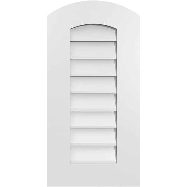 Ekena Millwork Arch Top Surface Mount PVC Gable Vent: Functional, w/ 3-1/2"W x 1"P Standard Frame, 14"W x 28"H - GVPAR14X2801SF