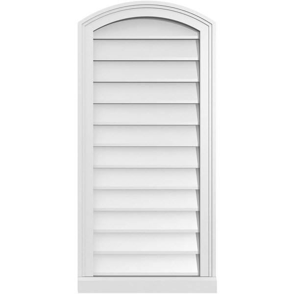 Ekena Millwork Arch Top Surface Mount PVC Gable Vent: Functional, w/ 2"W x 2"P Brickmould Sill Frame, 18"W x 38"H - GVPAR18X3803SF