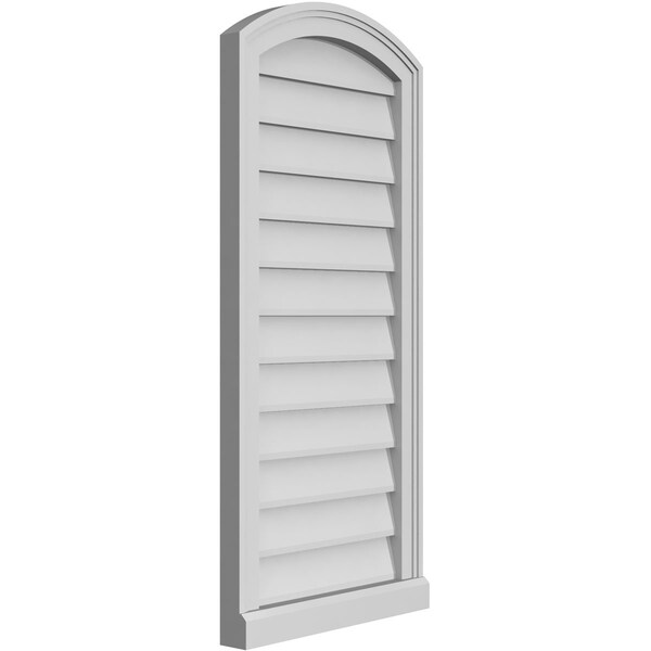 Ekena Millwork Arch Top Surface Mount PVC Gable Vent: Functional, w/ 2"W x 2"P Brickmould Sill Frame, 18"W x 38"H - GVPAR18X3803SF