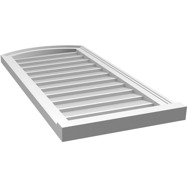 Ekena Millwork Arch Top Surface Mount PVC Gable Vent: Functional, w/ 2"W x 2"P Brickmould Sill Frame, 18"W x 38"H - GVPAR18X3803SF