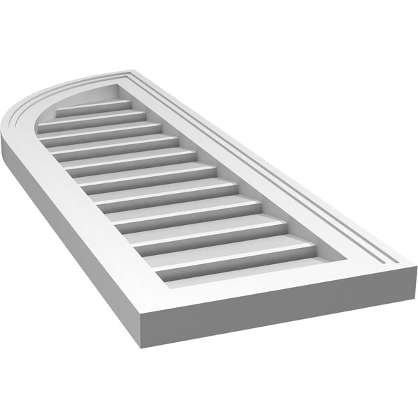 Ekena Millwork Quarter Round Top Left Surface Mount PVC Gable Vent w/ 2"W x 1-1/2"P Brickmould Frame, 12"W x 34"H - GVPQL12X3402SF