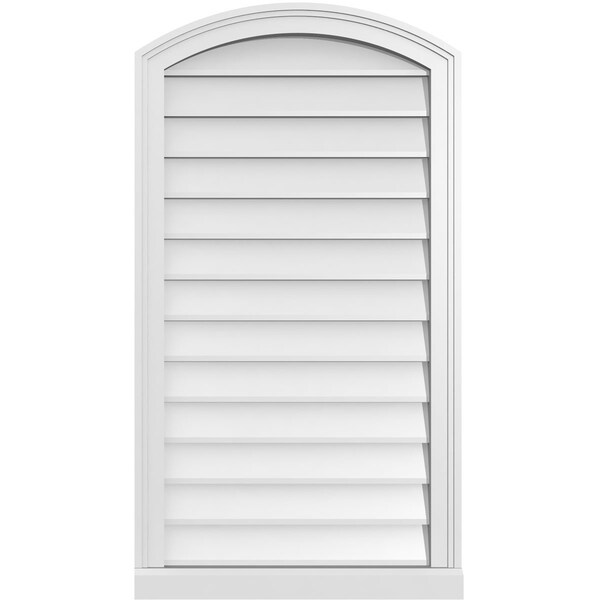Ekena Millwork Arch Top Surface Mount PVC Gable Vent: Functional, w/ 2"W x 2"P Brickmould Sill Frame, 22"W x 40"H - GVPAR22X4003SF