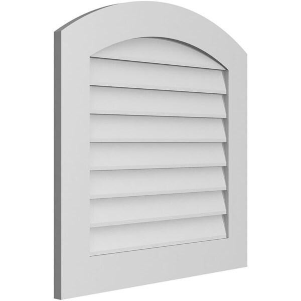 Ekena Millwork Arch Top Surface Mount PVC Gable Vent: Functional, w/ 3-1/2"W x 1"P Standard Frame, 28"W x 28"H - GVPAR28X2801SF