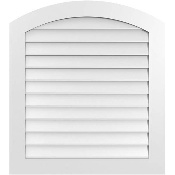 Ekena Millwork Arch Top Surface Mount PVC Gable Vent: Functional, w/ 3-1/2"W x 1"P Standard Frame, 34"W x 38"H - GVPAR34X3801SF
