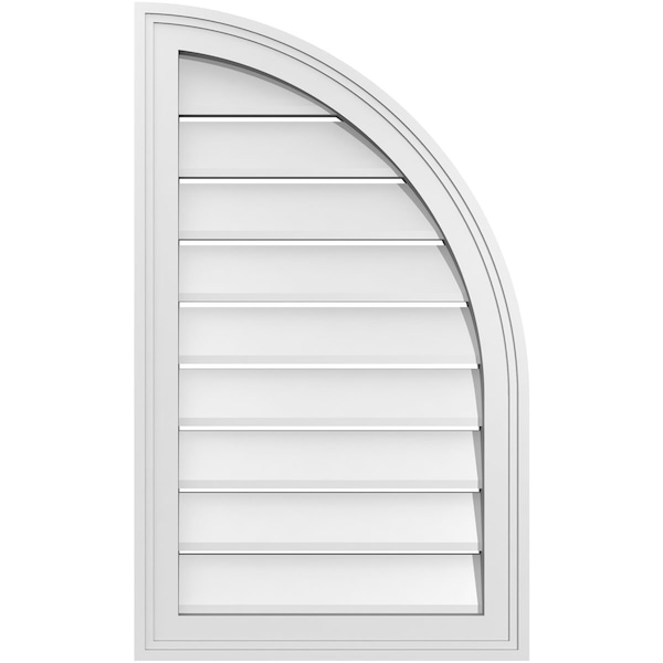 Ekena Millwork Quarter Round Top Right Surface Mount PVC Gable Vent w/ 2"W x 1-1/2"P Brickmould Frame, 18"W x 30"H - GVPQR18X3002SF