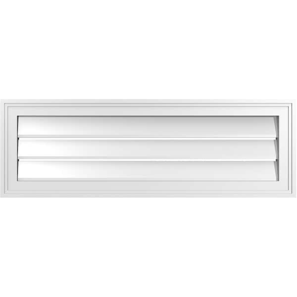 Ekena Millwork Vertical Surface Mount PVC Gable Vent: Functional, w/ 2"W x 1-1/2"P Brickmould Frame, 36"W x 12"H - GVPVE36X1202SF