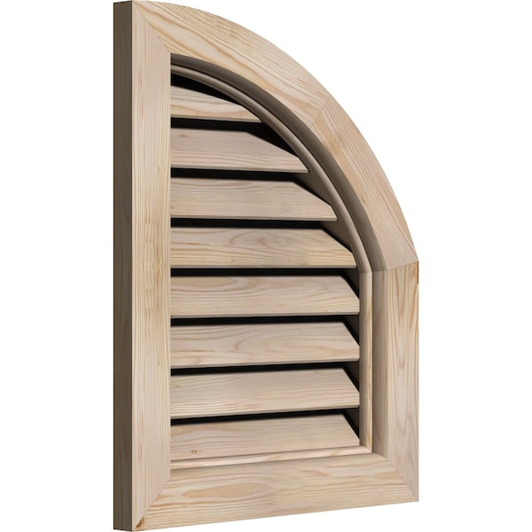 Ekena Millwork Quarter Round Top Right Functional, Pine Gable Vent w/ Brick Mould Face Frame, 18"W x 34"H - GVWQR18X3400SFUPI