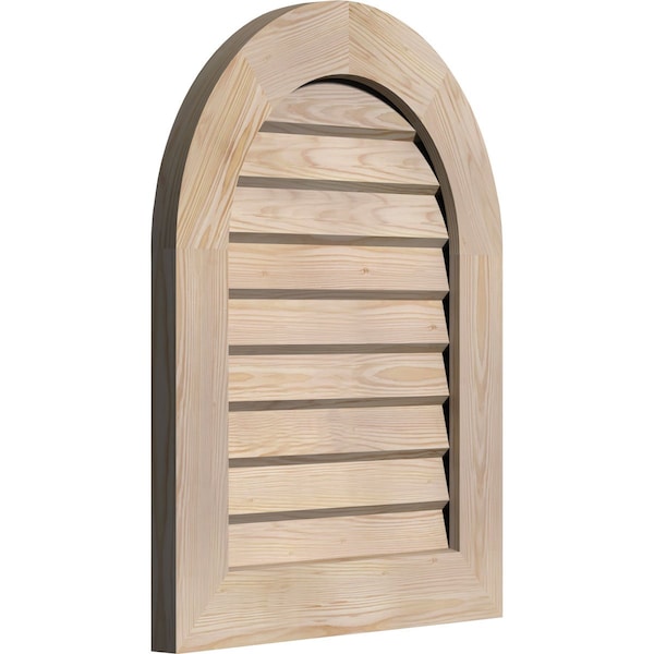 Ekena Millwork Round Top Gable Vent Non-Functional, Pine Gable Vent w/ Decorative Face Frame, 16"W x 28"H - GVWRT16X2802SDUPI