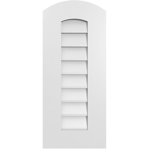 Ekena Millwork Arch Top Surface Mount PVC Gable Vent: Functional, w/ 3-1/2"W x 1"P Standard Frame, 12"W x 28"H - GVPAR12X2801SF