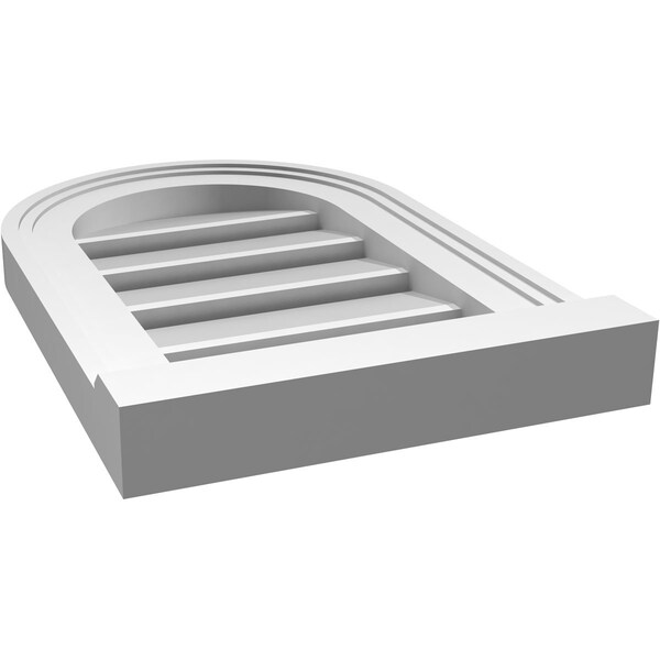 Ekena Millwork Round Top Surface Mount PVC Gable Vent: Functional, w/ 2"W x 2"P Brickmould Sill Frame, 12"W x 18"H - GVPRT12X1803SF