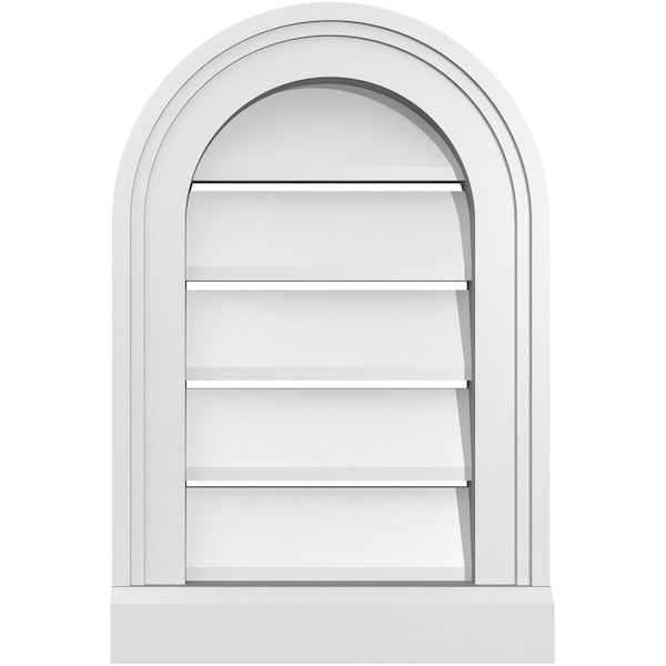 Ekena Millwork Round Top Surface Mount PVC Gable Vent: Functional, w/ 2"W x 2"P Brickmould Sill Frame, 12"W x 18"H - GVPRT12X1803SF