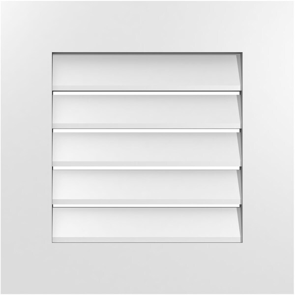 Ekena Millwork Vertical Surface Mount PVC Gable Vent: Functional, w/ 3-1/2"W x 1"P Standard Frame, 20"W x 20"H - GVPVE20X2001SF