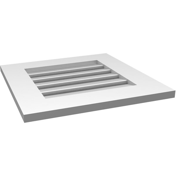 Ekena Millwork Vertical Surface Mount PVC Gable Vent: Functional, w/ 3-1/2"W x 1"P Standard Frame, 20"W x 20"H - GVPVE20X2001SF
