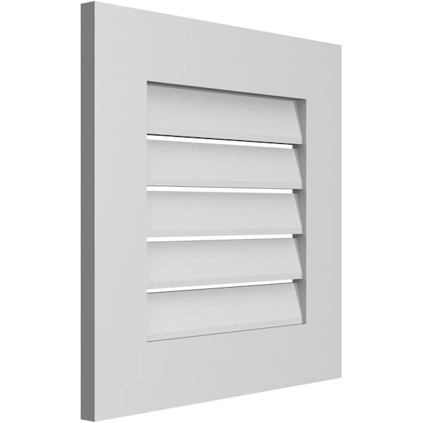 Ekena Millwork Vertical Surface Mount PVC Gable Vent: Functional, w/ 3-1/2"W x 1"P Standard Frame, 20"W x 20"H - GVPVE20X2001SF