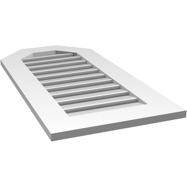 Ekena Millwork Octagonal Top Surface Mount PVC Gable Vent: Functional, w/ 3-1/2"W x 1"P Standard Frame, 18"W x 36"H - GVPOT18X3601SF