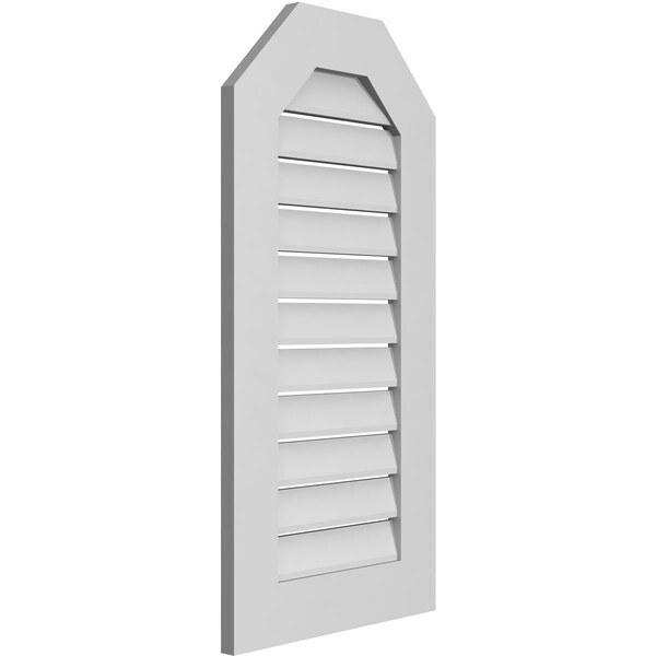 Ekena Millwork Octagonal Top Surface Mount PVC Gable Vent: Functional, w/ 3-1/2"W x 1"P Standard Frame, 18"W x 36"H - GVPOT18X3601SF