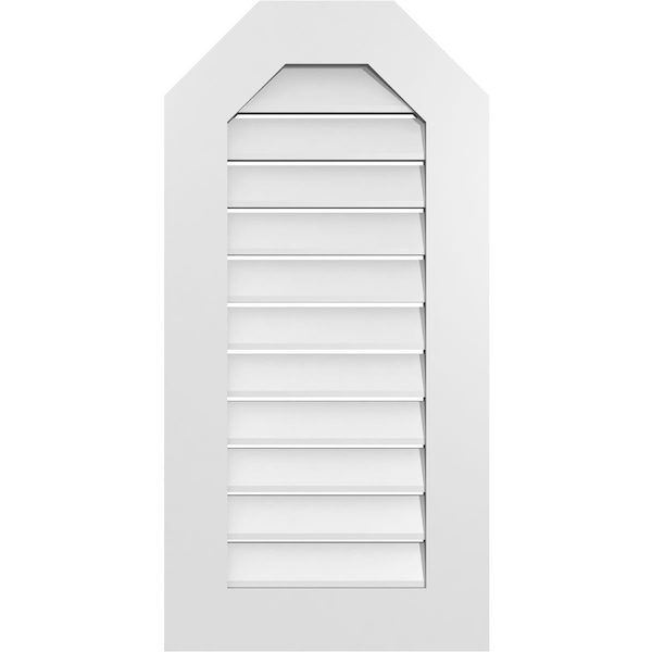Ekena Millwork Octagonal Top Surface Mount PVC Gable Vent: Functional, w/ 3-1/2"W x 1"P Standard Frame, 18"W x 36"H - GVPOT18X3601SF