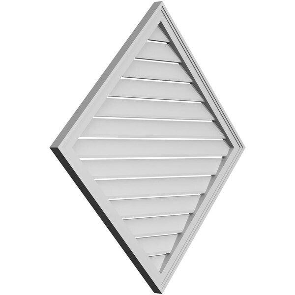 Ekena Millwork Diamond Surface Mount PVC Gable Vent: Non-Functional, w/ 2"W x 1-1/2"P Brickmould Frame, 40"W x 40"H - GVPDI40X4002SN