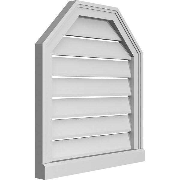 Ekena Millwork Octagonal Top Surface Mount PVC Gable Vent w/ 2"W x 2"P Brickmould Sill Frame, 22"W x 24"H - GVPOT22X2403SF