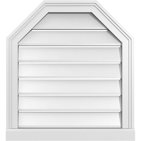 Ekena Millwork Octagonal Top Surface Mount PVC Gable Vent w/ 2"W x 2"P Brickmould Sill Frame, 22"W x 24"H - GVPOT22X2403SF