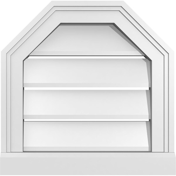 Ekena Millwork Octagonal Top Surface Mount PVC Gable Vent w/ 2"W x 2"P Brickmould Sill Frame, 16"W x 16"H - GVPOT16X1603SF