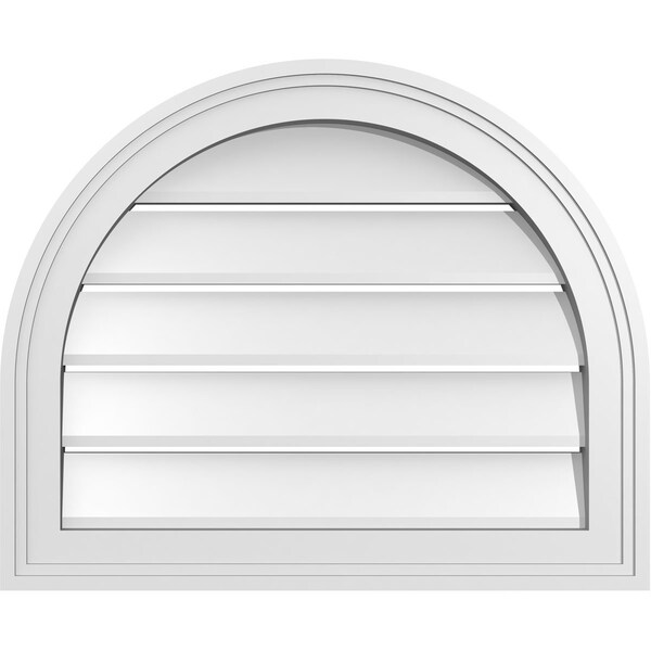 Ekena Millwork Round Top Surface Mount PVC Gable Vent: Functional, w/ 2"W x 1-1/2"P Brickmould Frame, 22"W x 18"H - GVPRT22X1802SF