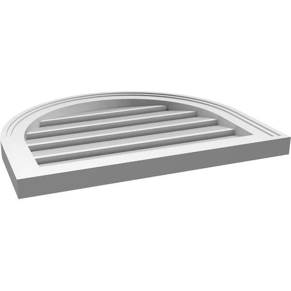 Ekena Millwork Round Top Surface Mount PVC Gable Vent: Functional, w/ 2"W x 1-1/2"P Brickmould Frame, 22"W x 18"H - GVPRT22X1802SF