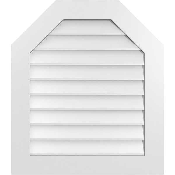 Ekena Millwork Octagonal Top Surface Mount PVC Gable Vent w/ 3-1/2"W x 1"P Standard Frame, 28"W x 32"H - GVPOT28X3201SN