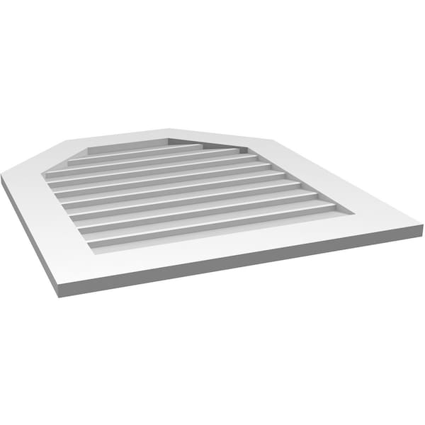 Ekena Millwork Octagonal Top Surface Mount PVC Gable Vent w/ 3-1/2"W x 1"P Standard Frame, 28"W x 32"H - GVPOT28X3201SN