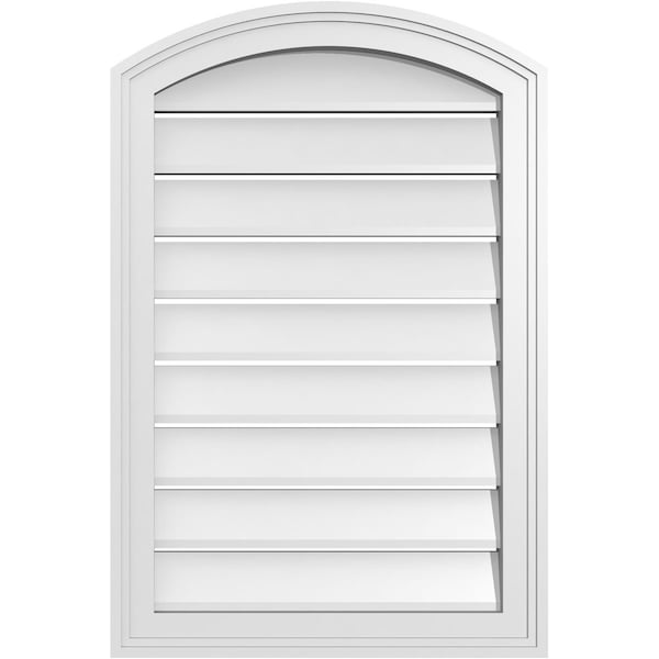 Ekena Millwork Arch Top Surface Mount PVC Gable Vent: Non-Functional, w/2"W x 1-1/2"P Brickmould Frame, 20"W x 28"H - GVPAR20X2802SN