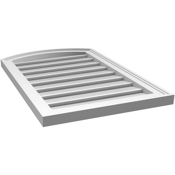 Ekena Millwork Arch Top Surface Mount PVC Gable Vent: Non-Functional, w/2"W x 1-1/2"P Brickmould Frame, 20"W x 28"H - GVPAR20X2802SN